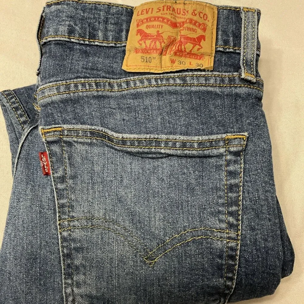 Levi's Jeans Men's 510 30 X 30‎ (30 X 28) Skinny Stretch Dark Wash Blue